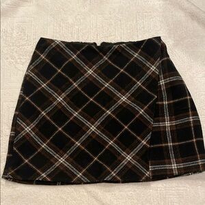 Hollister Plaid Black and Brown Women's Skirt
